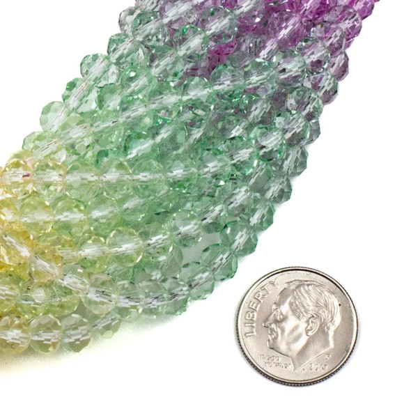 Crystal 5x6mm Pastel Rainbow Ombre Faceted Rondelle Beads - 16 inch strand