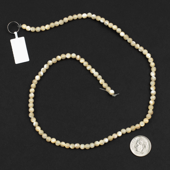 Mother of Pearl 3mm Tan Round Beads - 16 inch strand