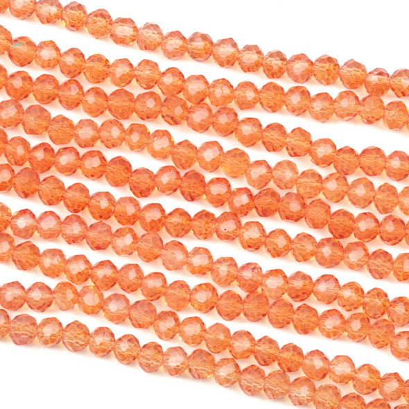 Crystal 3x4mm Orange Melon Faceted Rondelle Beads - Approx. 16 inch strand