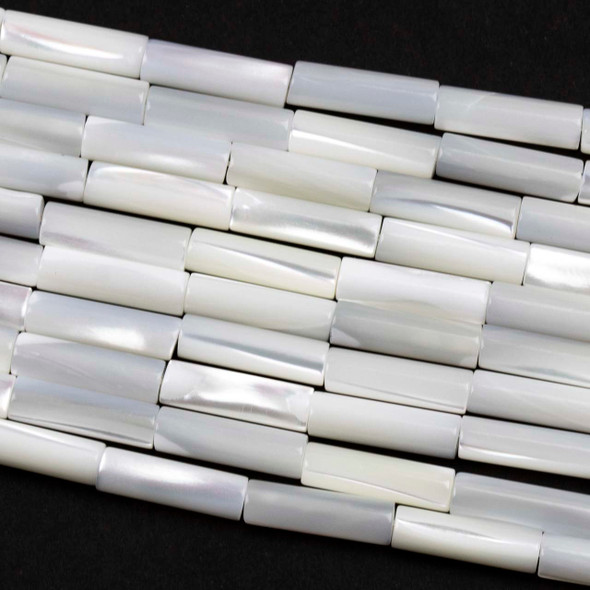 Mother of Pearl 4x12mm White Tube Beads - 16 inch strand