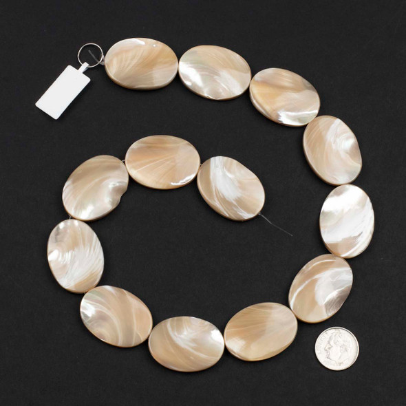 Mother of Pearl 22x30mm Tan Oval Beads - 16 inch strand