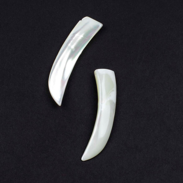 Mother of Pearl 11x49mm White Horn Shaped Top Drilled Pendants - 2 per bag