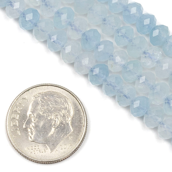 Aquamarine 4x5mm Faceted Rondelle Beads - 15 inch strand