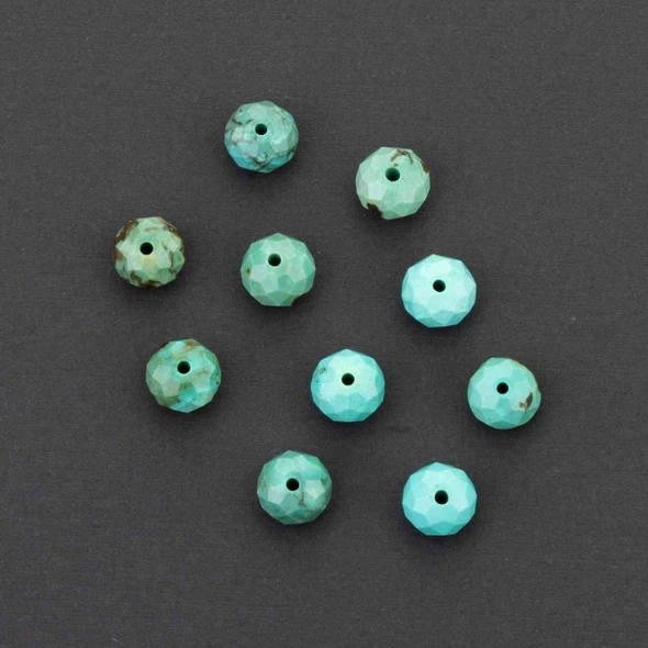 Cherry Tree Beads Dyed Turquoise Howlite 5x8mm Faceted Rondelle Beads - 10 beads per bag 