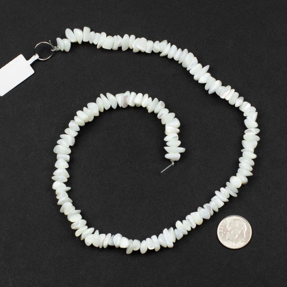 White Mother of Pearl 5-8mm Chip Beads - 15 inch strand