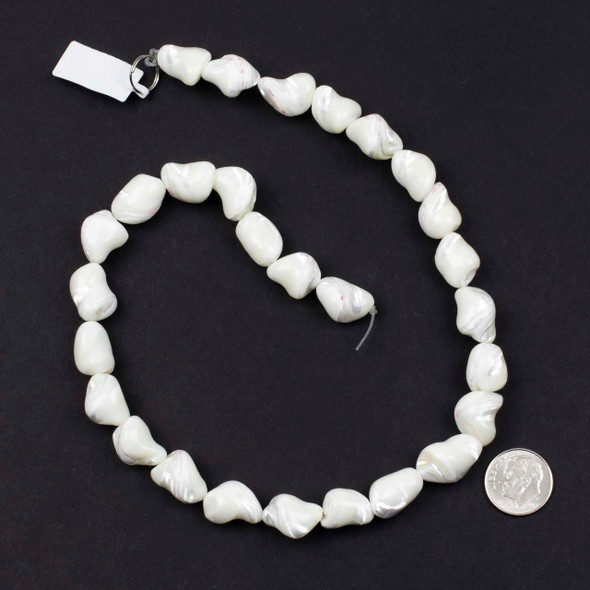 White Mother of Pearl 11-12mm Chip Beads - 15 inch strand