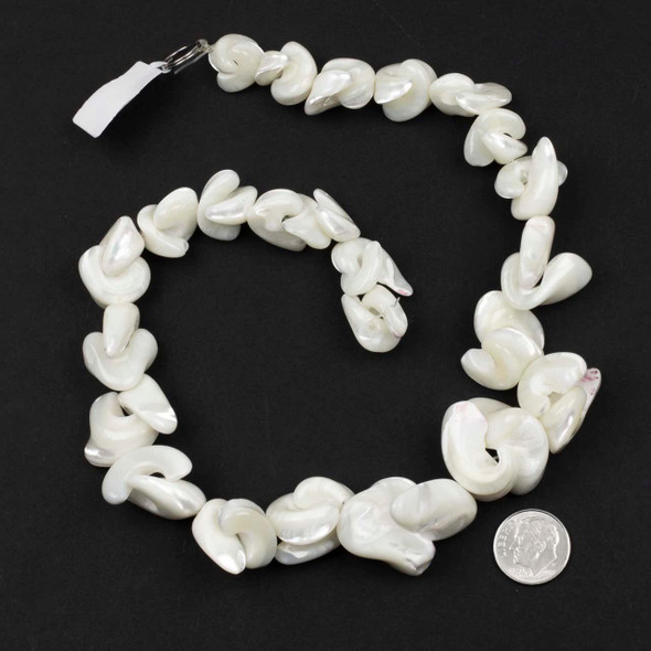 Cherry Tree Beads White Mother of Pearl 15-22mm Chip Beads - 15 inch strand 