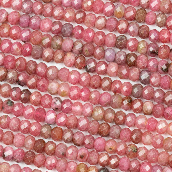 Cherry Tree Beads Rhodonite 3x4mm Faceted Rondelle Beads - 15 inch strand 