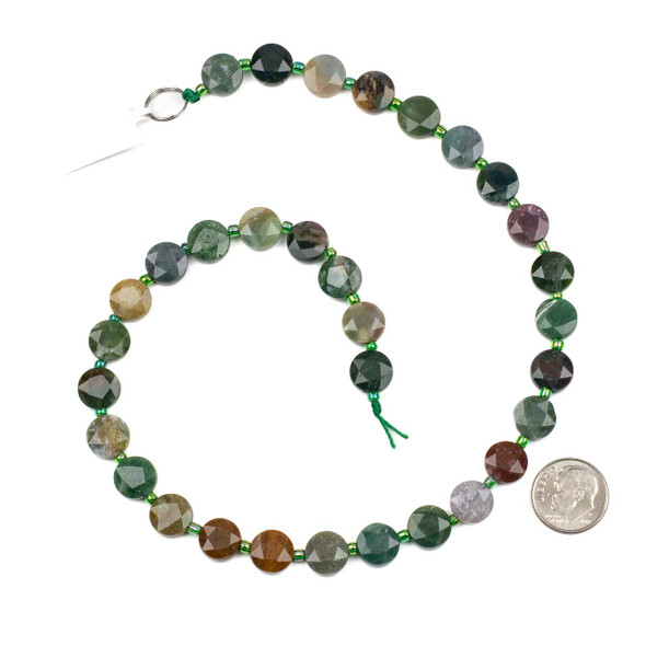 Fancy Jasper 10mm Faceted Coin Beads - 15 inch strand