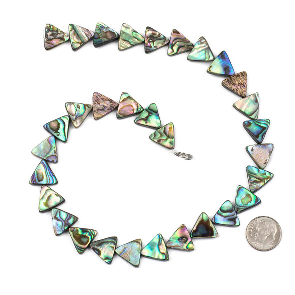 Abalone Paua Shell 13x14mm Triangle Beads - 15.5 inch strand