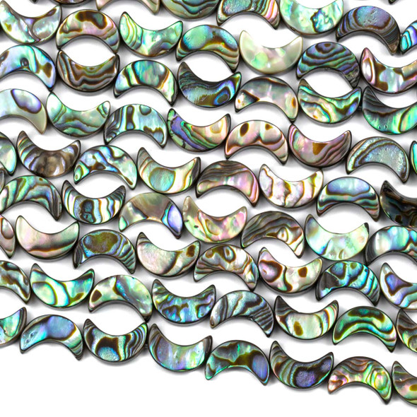 Abalone Paua Shell 8x12mm Moon Beads - 15 inch strand