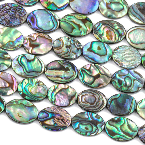 Abalone Paua Shell 13x18mm Oval Beads - 15.5 inch strand