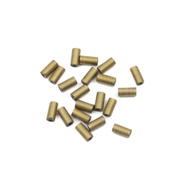 Matte Glass 2x5mm Golden Brass Tube Beads - 16 inch strand