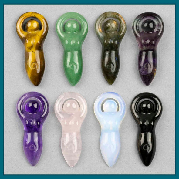 Gemstone 19x43mm Goddess Pendant - 1 per bag