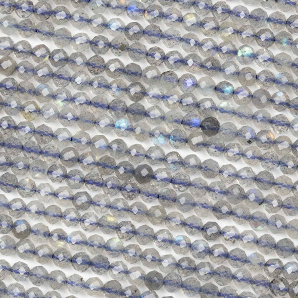 BOGO Blue Labradorite 3.5mm Faceted Round Beads - 15 inch strand