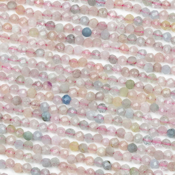 BOGO Morganite 3mm Faceted Round Beads - 15 inch strand
