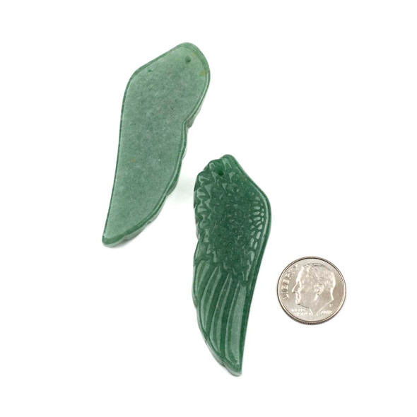 Green Aventurine approx. 57x20mm Top Drilled Wing Pendant - 1 per bag
