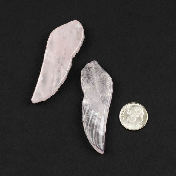 Rose Quartz approx. 57x20mm Top Drilled Wing Pendant - 1 per bag