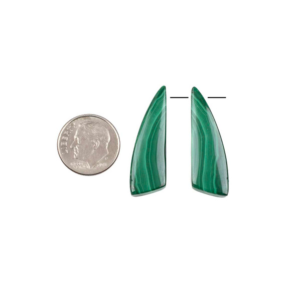 Malachite 12x32mm Top Side Drilled Irregular Triangle Pendant Pair - 2 pieces