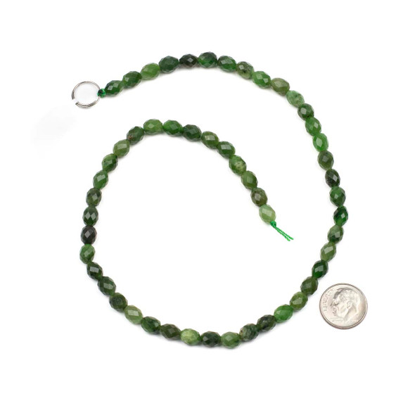 Nephrite Jade 6x8mm Faceted Rice Beads - 15 inch strand