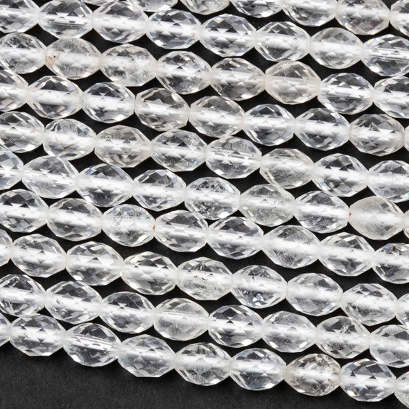 Clear Quartz 6x8mm Faceted Rice Beads - 15 inch strand