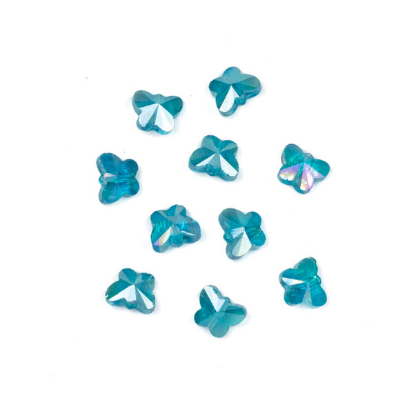 Crystal 8mm Aqua Faceted Butterfly Beads with an AB finish - 8 inch strand