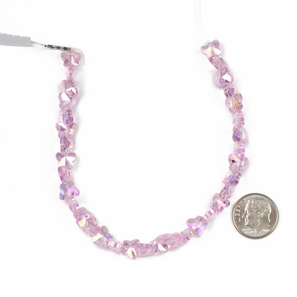 Crystal 8mm Pink Faceted Butterfly Beads with an AB finish - 8 inch strand