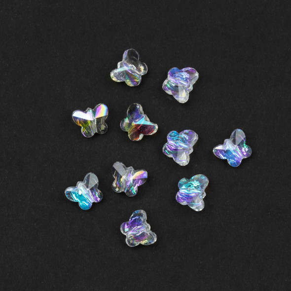 Cherry Tree Beads Crystal 8mm Clear Faceted Butterfly Beads with an Rainbow AB finish - 8 inch strand 