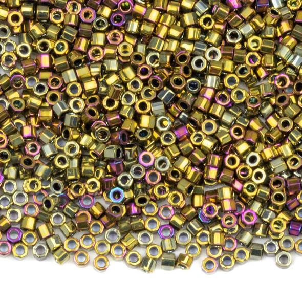  Miyuki 11/0 Metallic Golden Iris Hex Cut Delica Seed Beads - #DBC0029, 7.2 gram tube 