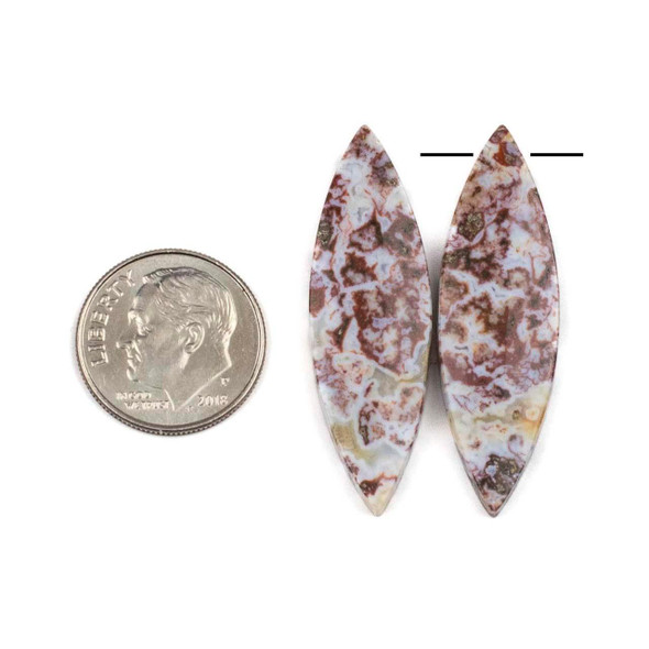 Cherry Tree Beads Red River Jasper 12x37mm Top Side Drilled Marquis Pendant Pair - 2 pieces 