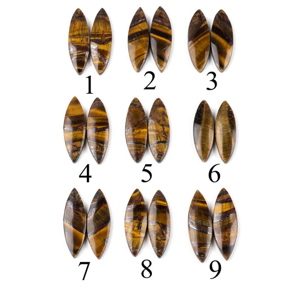 Cherry Tree Beads Yellow Tigereye 12x36mm Top Side Drilled Marquise Pendant Pair - 2 pieces