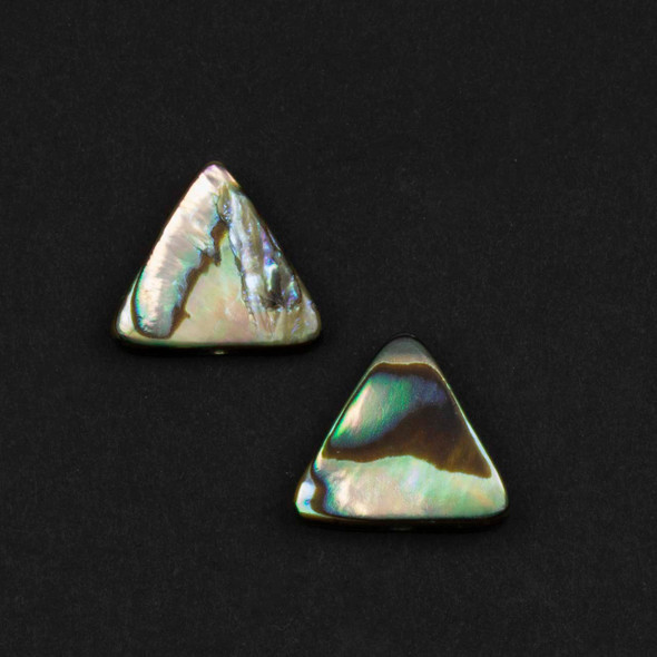 Abalone Paua Shell 13x14mm Triangle Pendants - 2 per bag