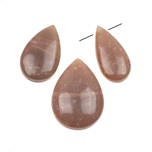 Peach Moonstone approx. 20x30mm Top Front Drilled Teardrop Pendant with a Flat Back - 1 per bag