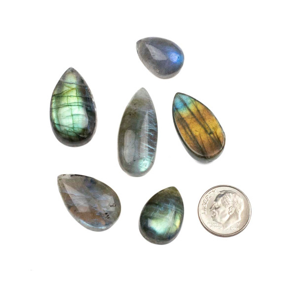 Blue Labradorite approx. 20x30mm Top Side Drilled Teardrop Pendant with a Flat Back - 1 per bag