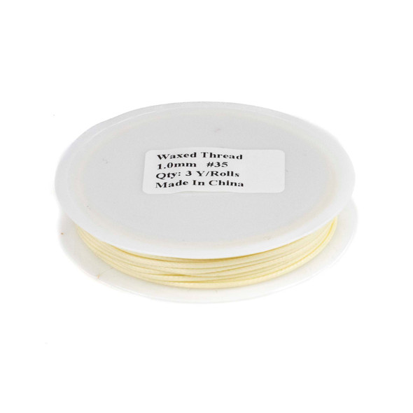 Waxed Polyester Cord - Cream #35, 1mm, 3 yard spool