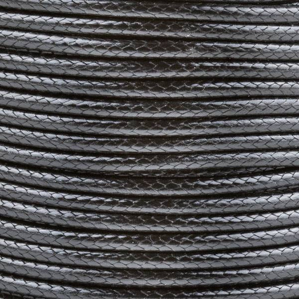Waxed Polyester Cord - Black, 2mm, 3 yard spool