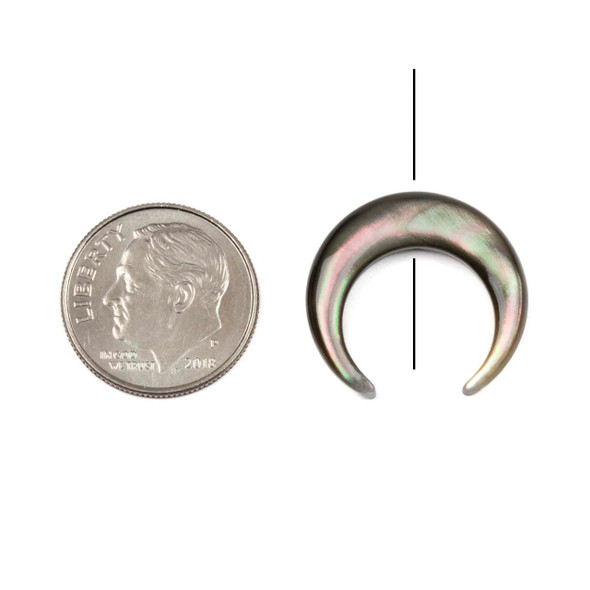 Black Shell 20mm Vertical Drilled Crescent Moon Tiny Focals - 2 pieces