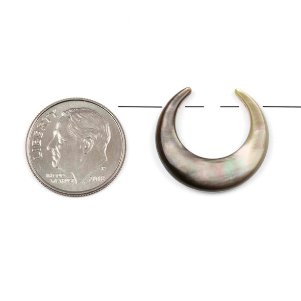 Black Shell 20mm Horizontal Drilled Crescent Moon Tiny Focals - 2 pieces