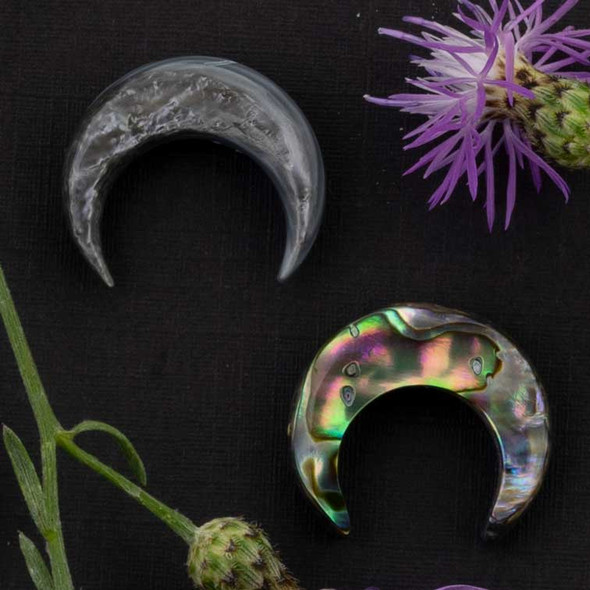 Earthy boho crescent moon shell beads