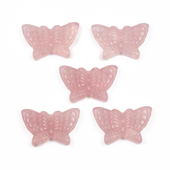 Cherry Tree Beads Rose Quartz approx. 26x40mm Top to Back Drilled Butterfly Pendant - 1 per bag  Cherry Tree Beads Rose Quartz approx. 26x40mm Top to Back Drilled Butterfly Pendant - 1 per bag