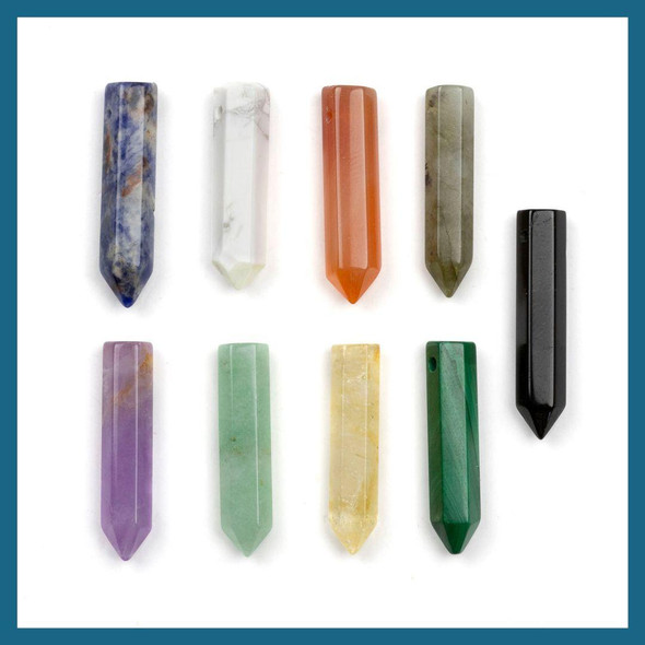 Cherry Tree Beads Natural Gemstone 6x26mm Top Drilled Petite Hexagonal Point Pendant - 1 per bag 