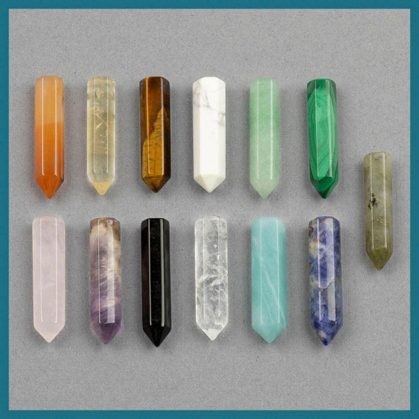 Cherry Tree Beads Natural Gemstone 6x26mm Top Drilled Petite Hexagonal Point Pendant - 1 per bag 