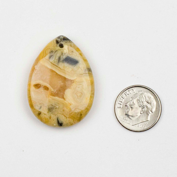 Crazy Lace Agate 25x35mm Top Front Drilled Teardrop Pendant  - 1 per bag