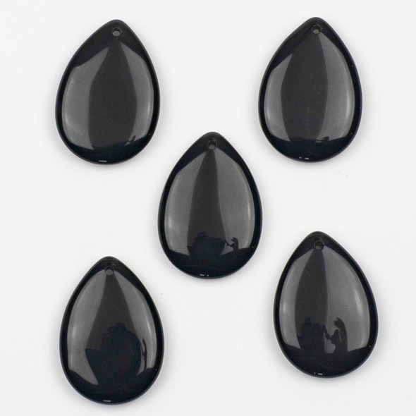 Black Obsidian 25x35mm Top Front Drilled Teardrop Pendant  - 1 per bag