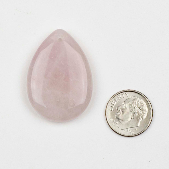 Rose Quartz 25x35mm Top Front Drilled Teardrop Pendant  - 1 per bag