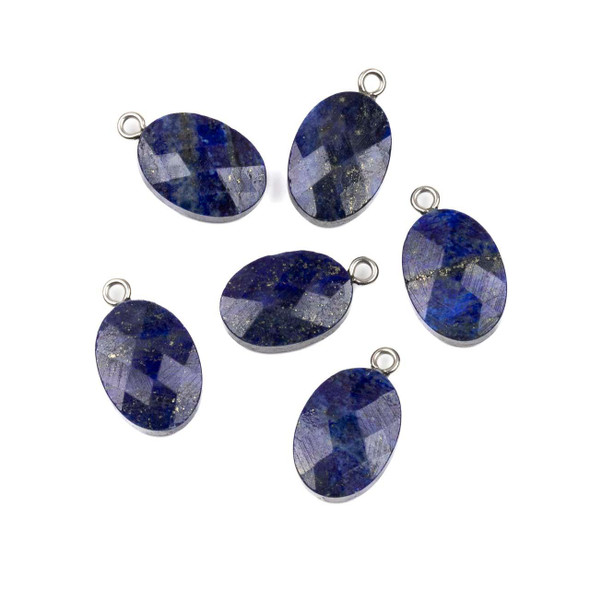 Cherry Tree Beads Lapis 13x18mm Faceted Oval Pendants with Silver Loops - 2 per bag 