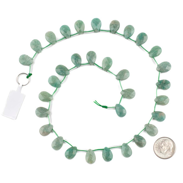 Amazonite 8x12mm Top Drilled Faceted Flat Teardrop Beads - 15 inch strand