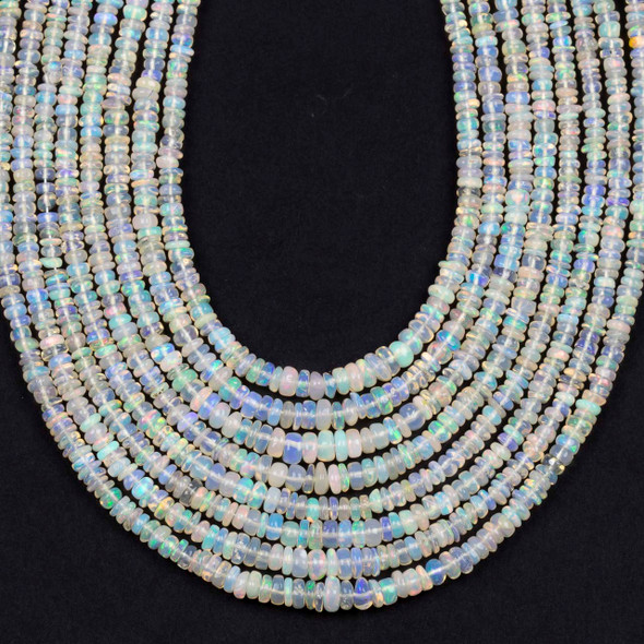 White Opal Graduated 1x3-2x5mm Irregular Rondelle Beads - 16 inch strand