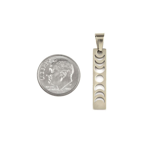 Cherry Tree Beads 304 Stainless Steel 5.5x26mm Moon Phase Rectangle Pendants with 4x8mm Bail - 2 per bag 