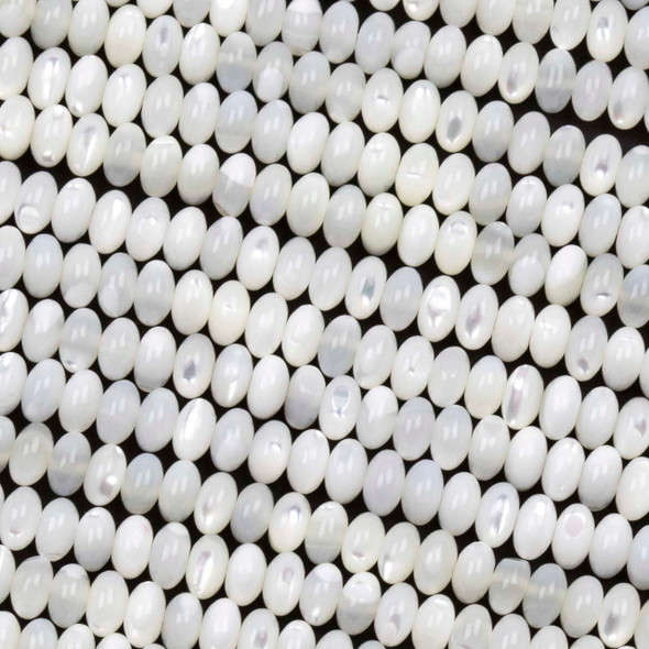 Mother of Pearl 3x5mm White Rondelle Beads - 15.5 inch strand